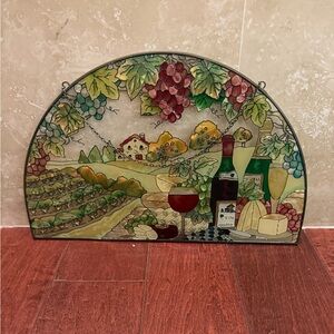 16”x10” Half Circle Stained Glass Window Hanging Suncatcher Wine Charcuterie